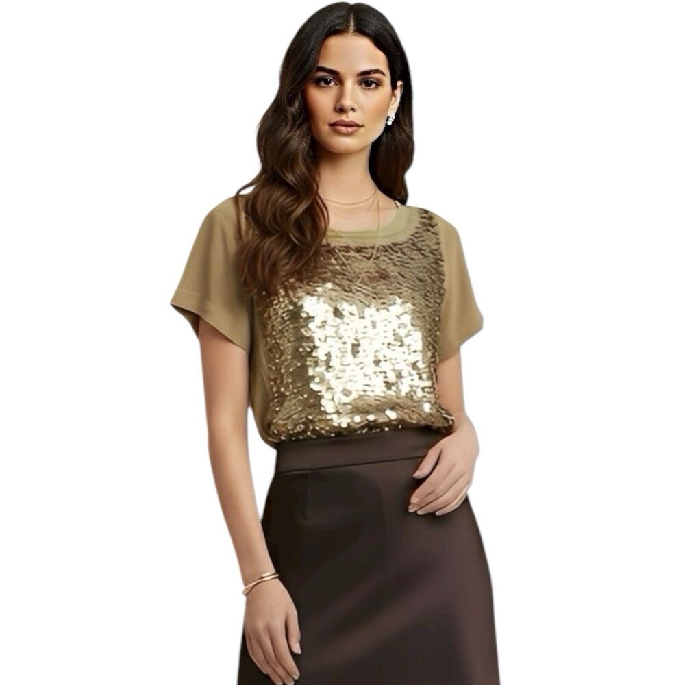 J.Crew Blouse Sz Small 100% Silk Sparkle Sequins Elegant Fall Party Retro Y2k